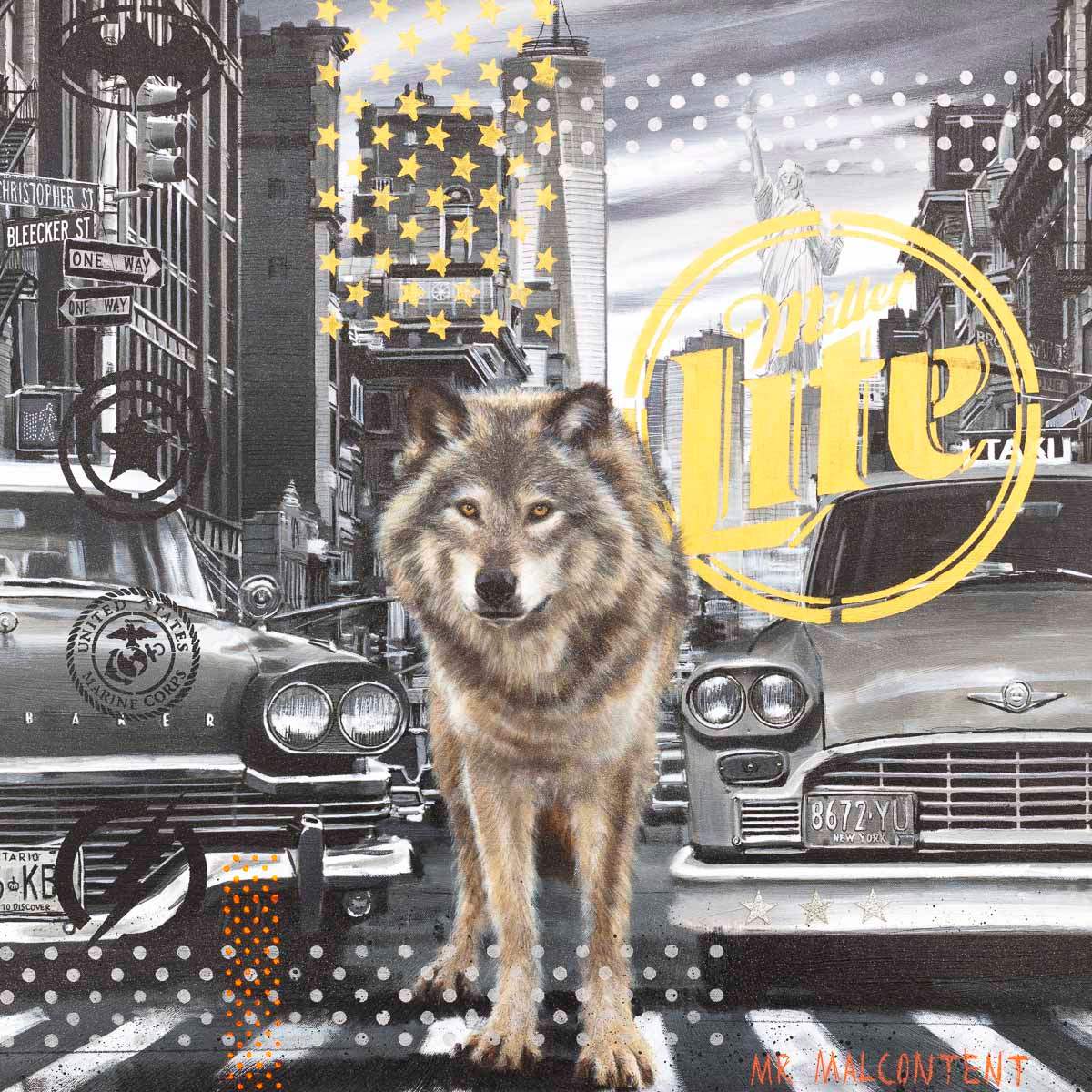 Wolf City - Original - SOLD by artist Mr Malcontent - Wyecliffe Galleries