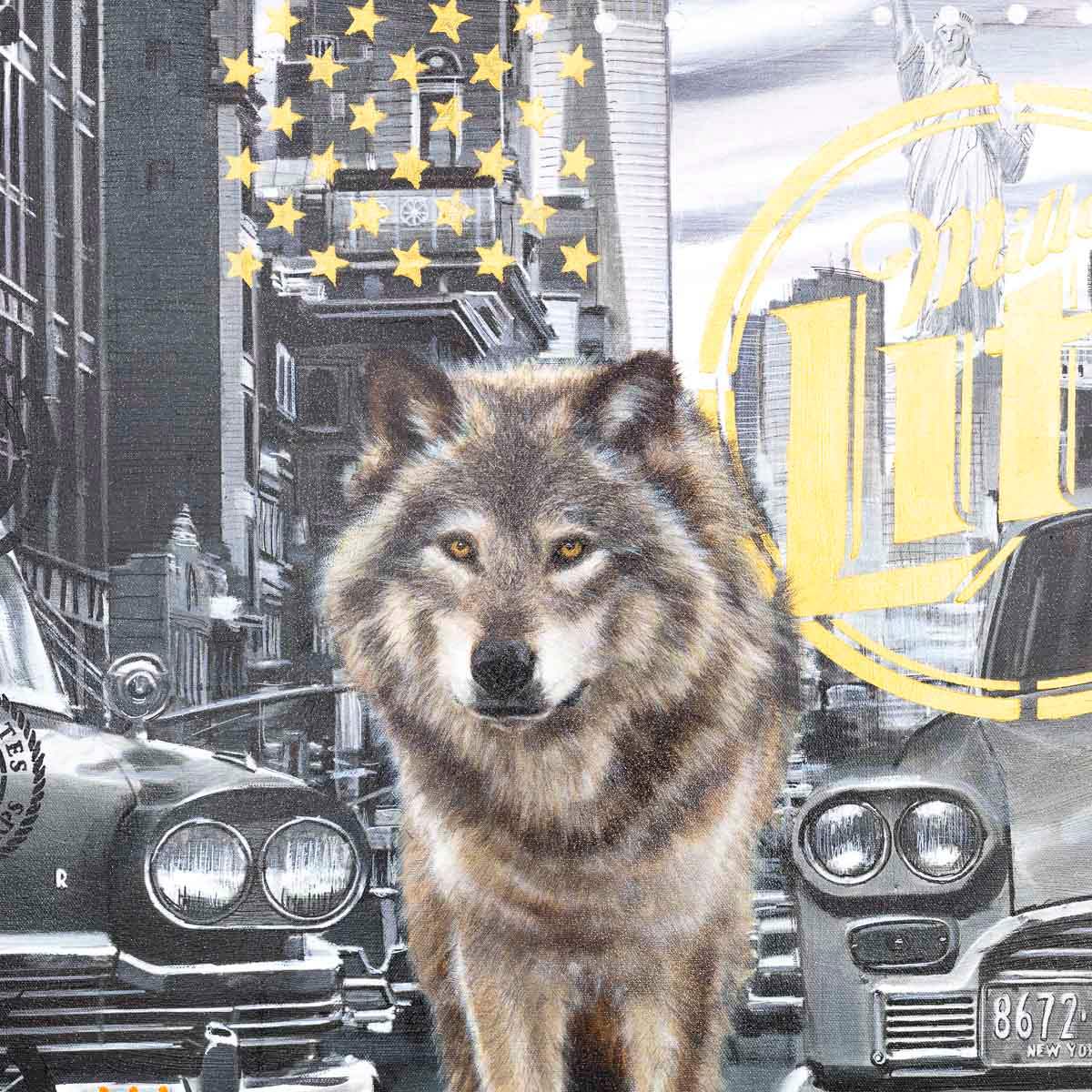 Wolf City - Original - SOLD by artist Mr Malcontent - Wyecliffe Galleries