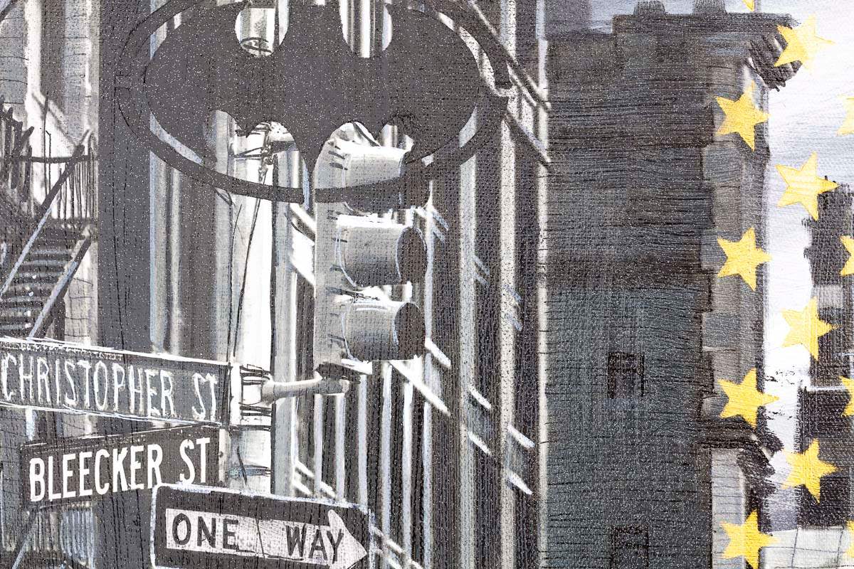 Wolf City - Original - SOLD by artist Mr Malcontent - Wyecliffe Galleries