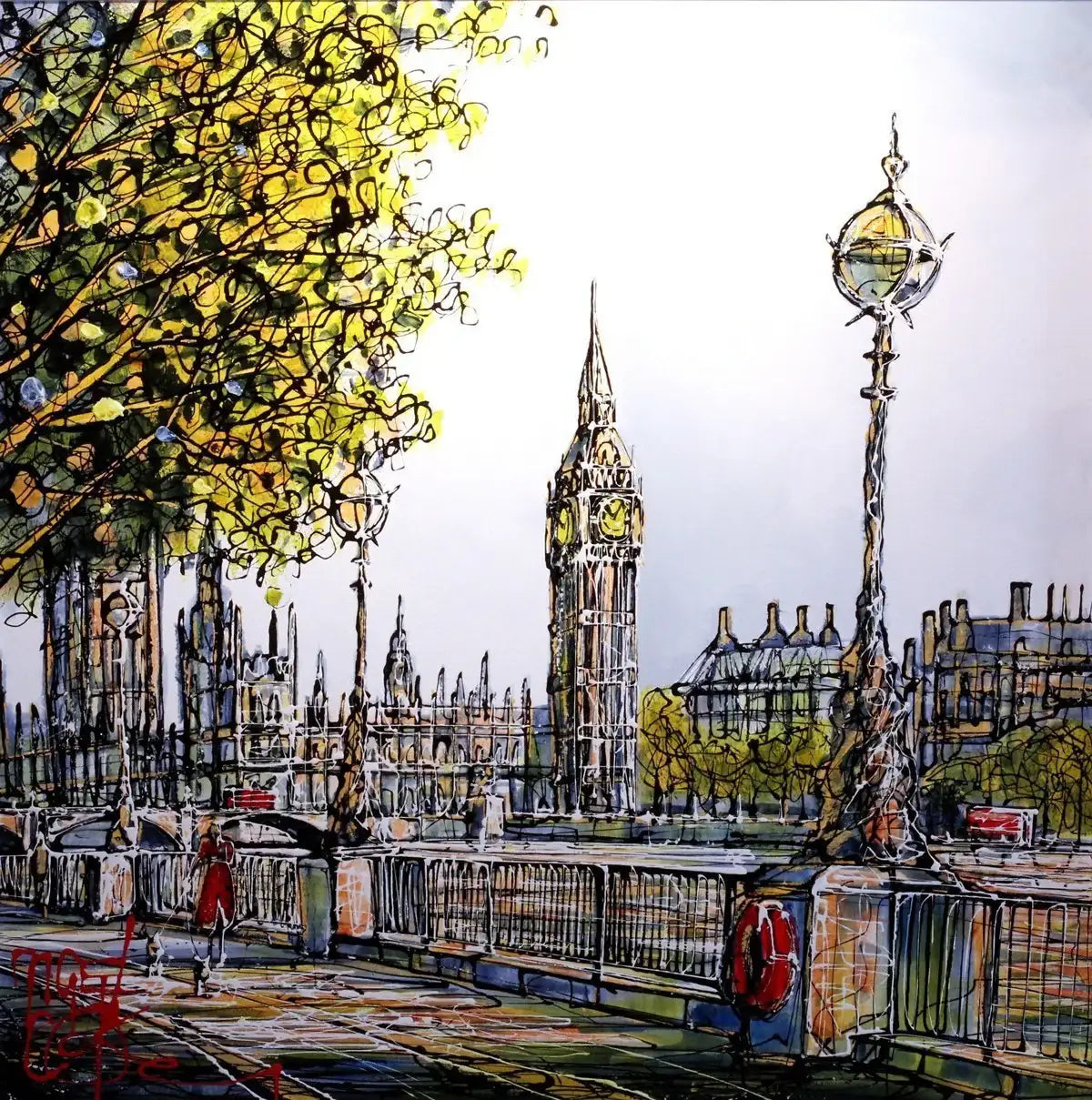 A Walk Along the Southbank - SOLD by artist Nigel Cooke - Wyecliffe Galleries