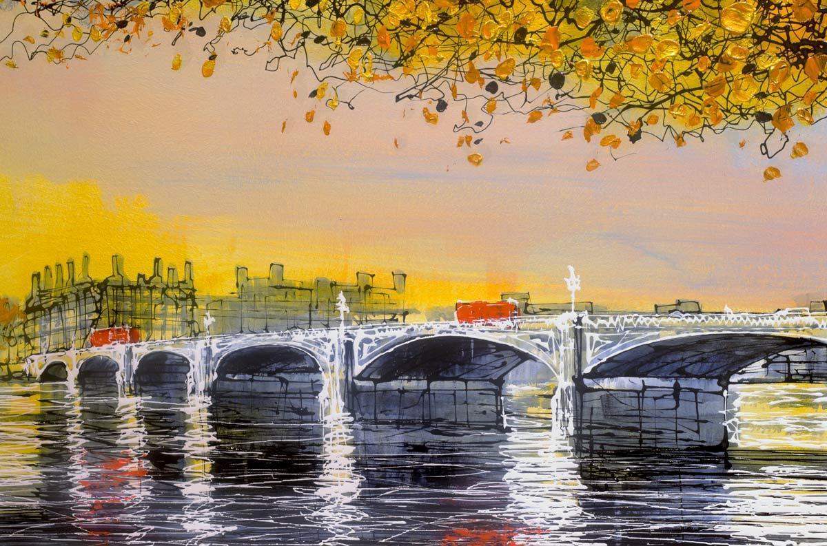 Golden Commute - SOLD by artist Nigel Cooke - Wyecliffe Galleries