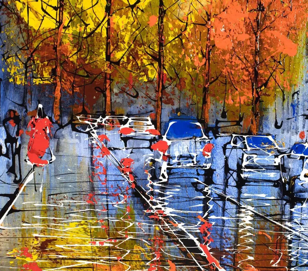 Lady in the Red Dress - SOLD by artist Nigel Cooke - Wyecliffe Galleries