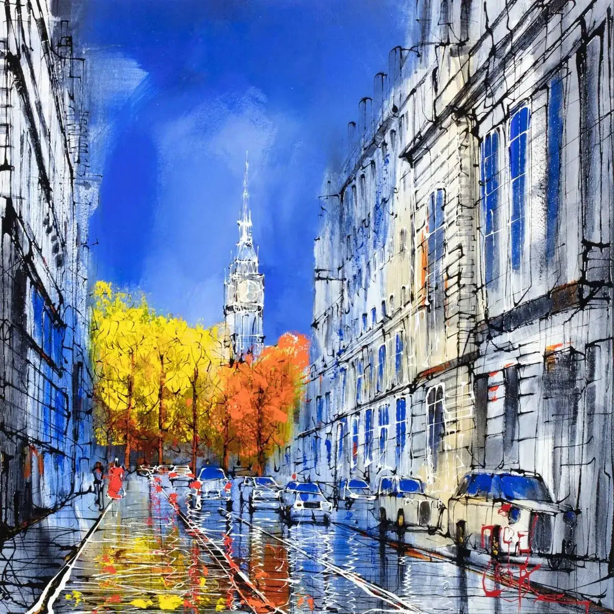 Lady in the Red Dress - SOLD by artist Nigel Cooke - Wyecliffe Galleries