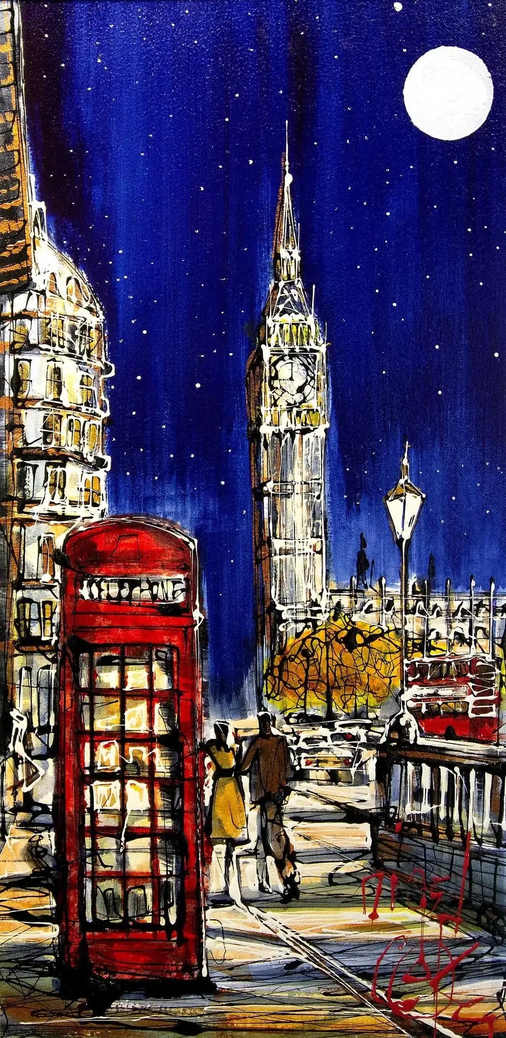 Late Night London I - SOLD by artist Nigel Cooke - Wyecliffe Galleries