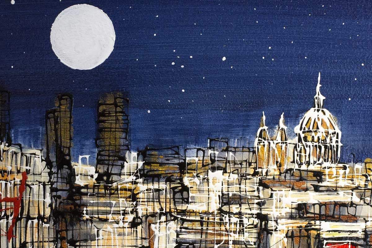 London By Night - SOLD by artist Nigel Cooke - Wyecliffe Galleries