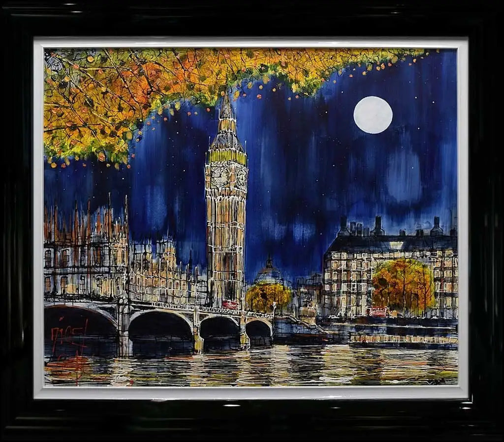 Midnight at Big Ben - Original by artist Nigel Cooke - Wyecliffe Galleries