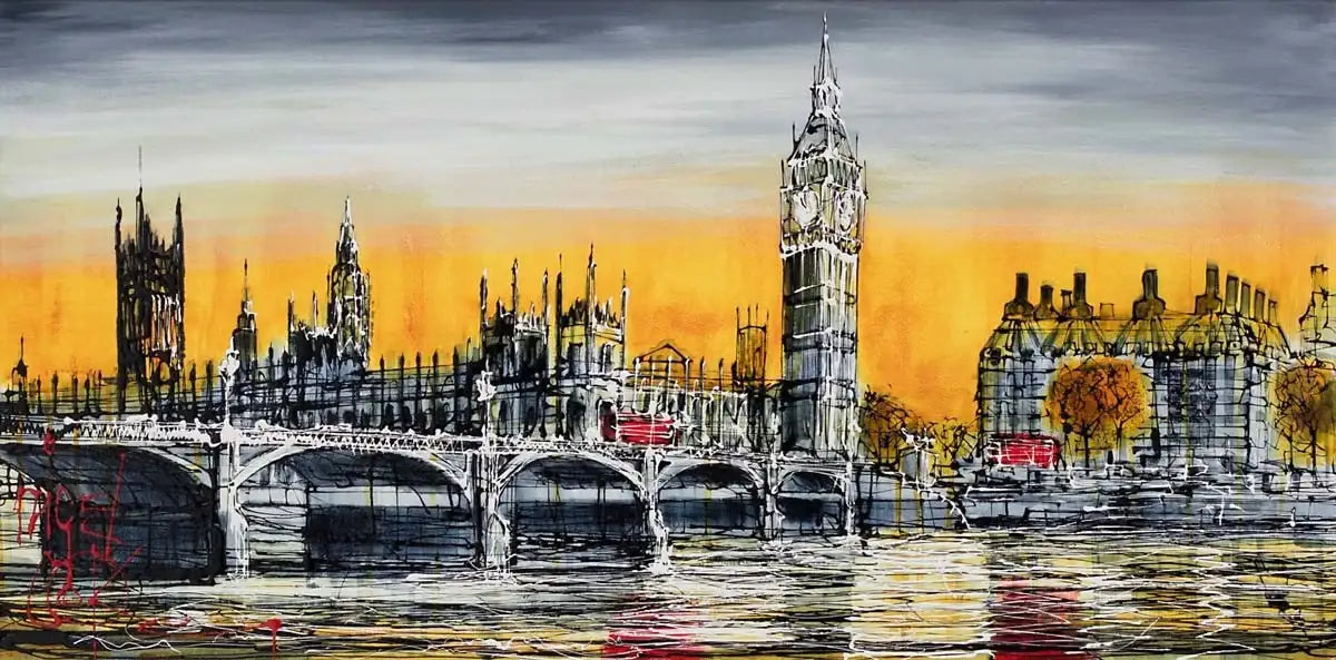 Orange Skies - SOLD by artist Nigel Cooke - Wyecliffe Galleries