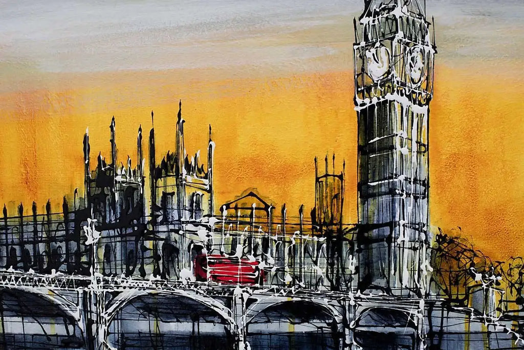 Orange Skies - SOLD by artist Nigel Cooke - Wyecliffe Galleries