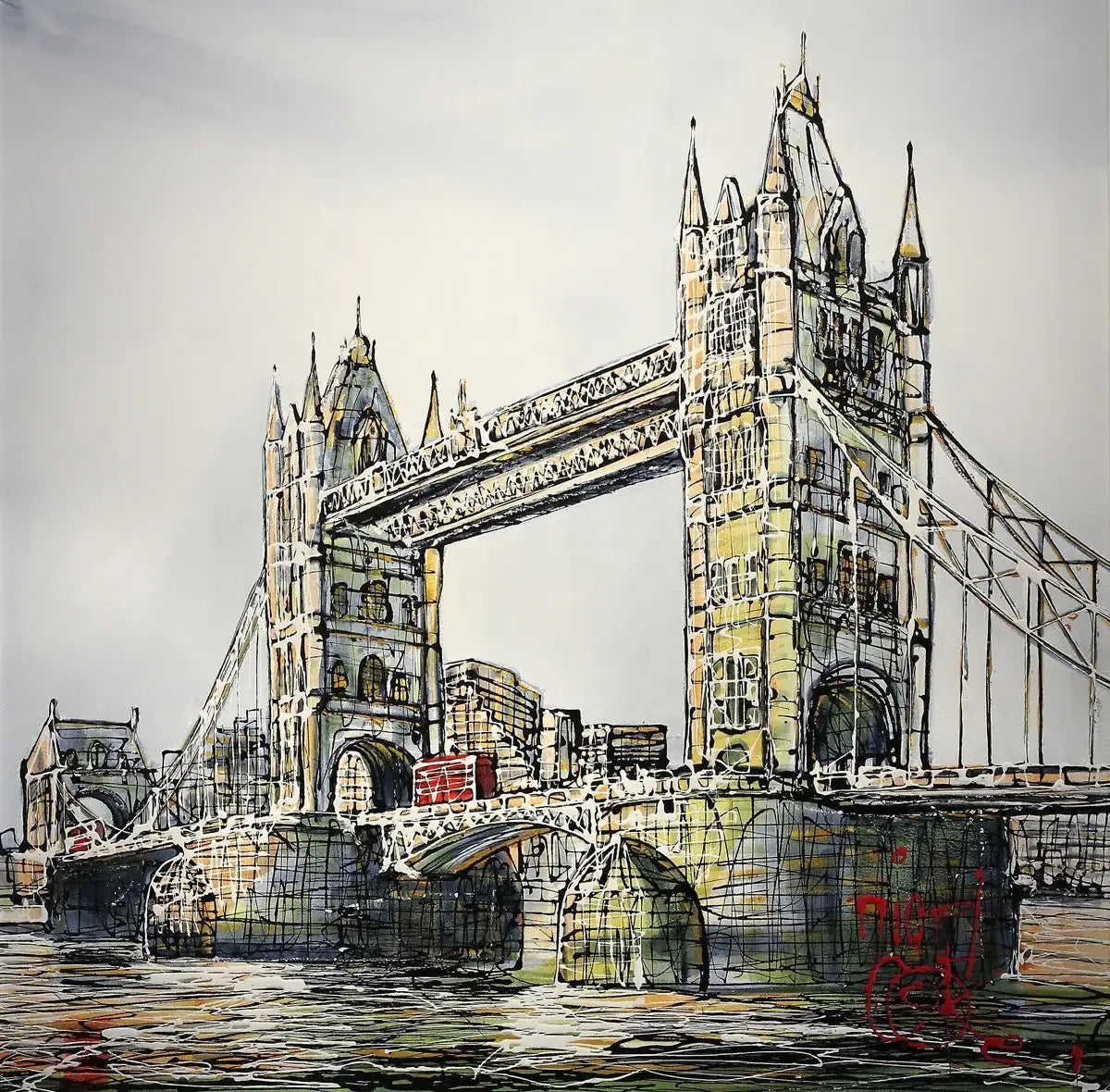 Over Tower Bridge by artist Nigel Cooke - Wyecliffe Galleries
