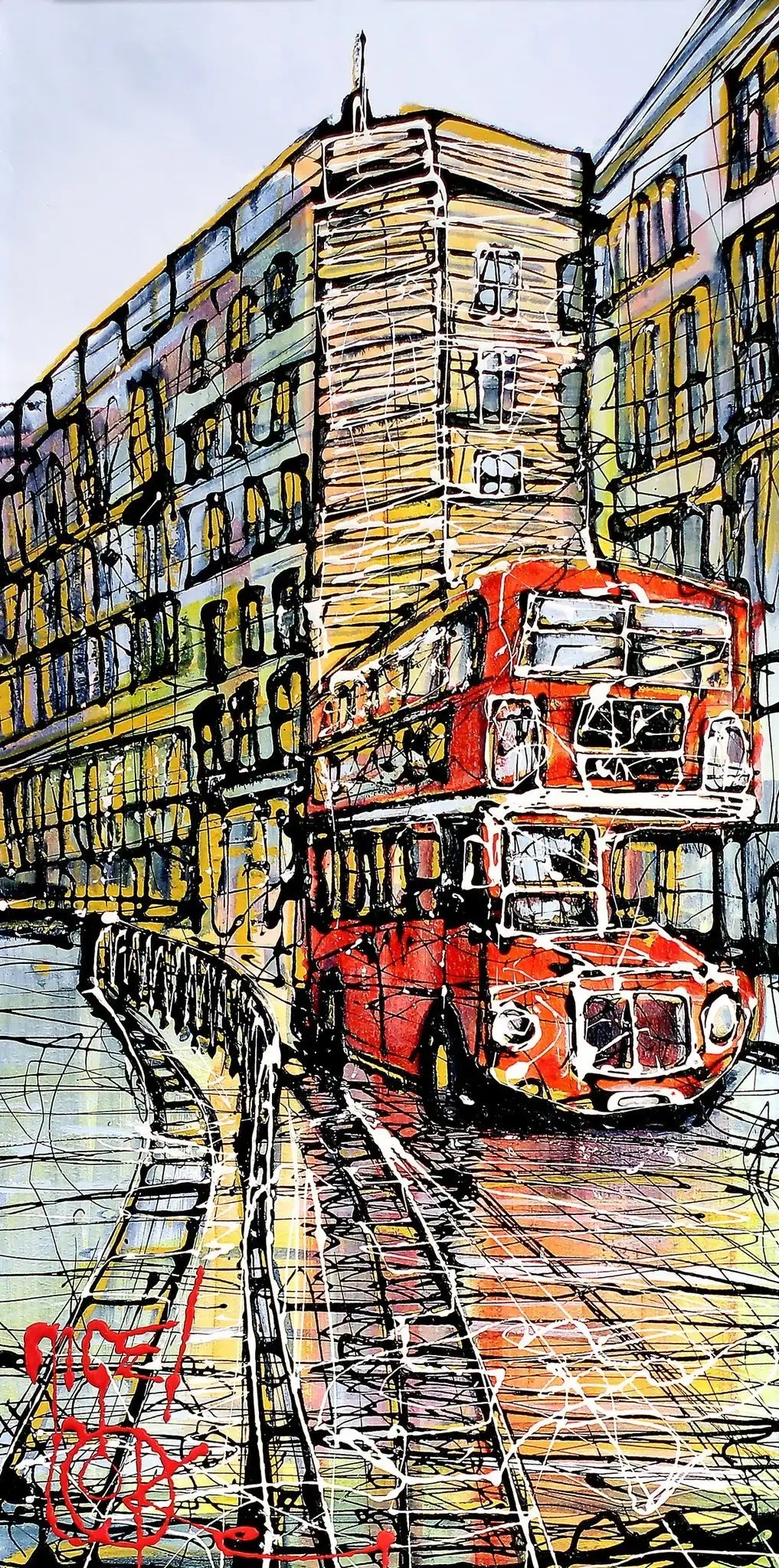Passing Routemaster - SOLD by artist Nigel Cooke - Wyecliffe Galleries