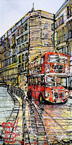 Passing Routemaster - SOLD by artist Nigel Cooke - Wyecliffe Galleries