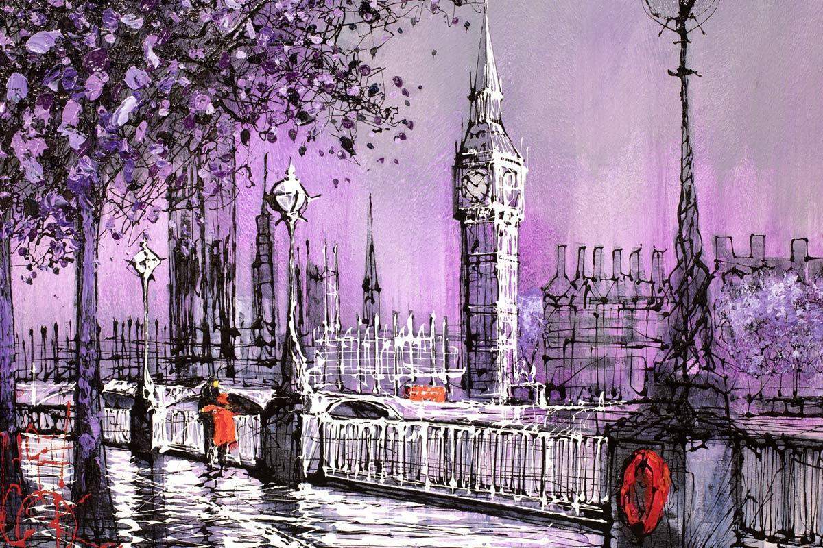 Purple Days - Original - SOLD by artist Nigel Cooke - Wyecliffe Galleries