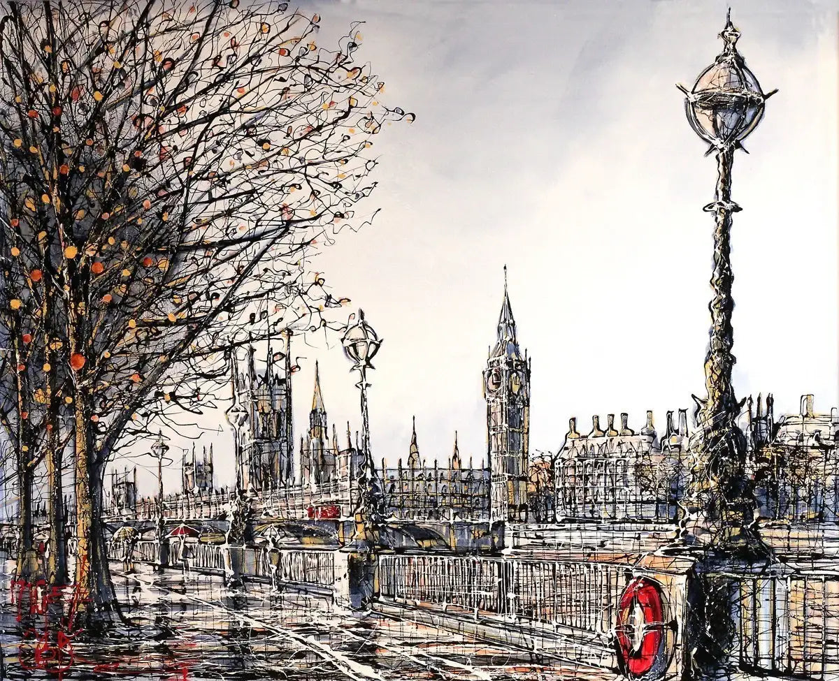 Southbank In Winter - SOLD by artist Nigel Cooke - Wyecliffe Galleries