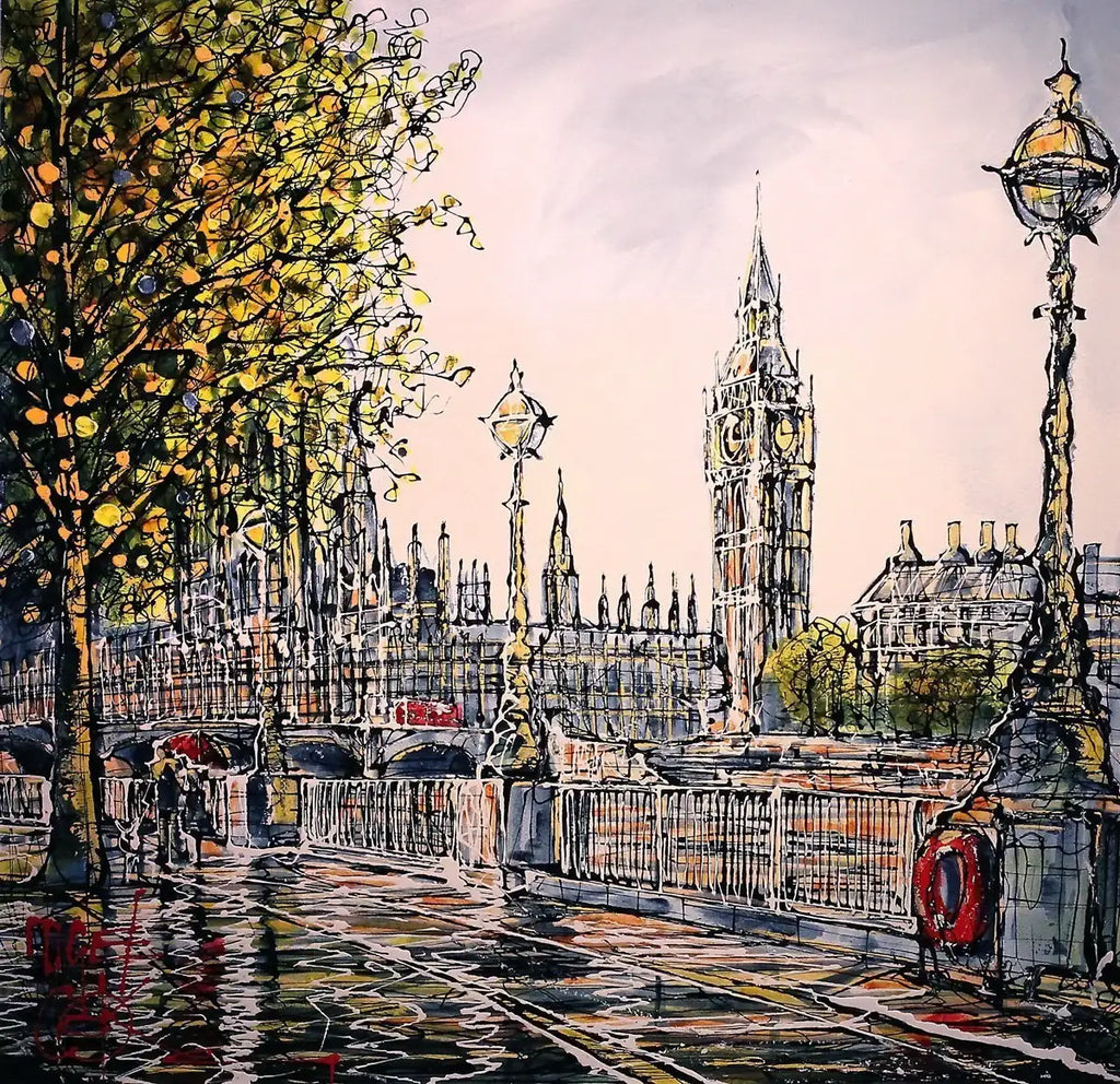 Southbank Showers - SOLD by artist Nigel Cooke - Wyecliffe Galleries