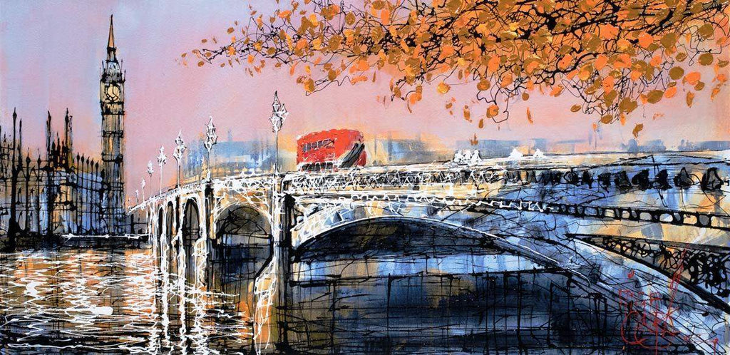 Sunset On Southbank - Original - SOLD by artist Nigel Cooke - Wyecliffe Galleries