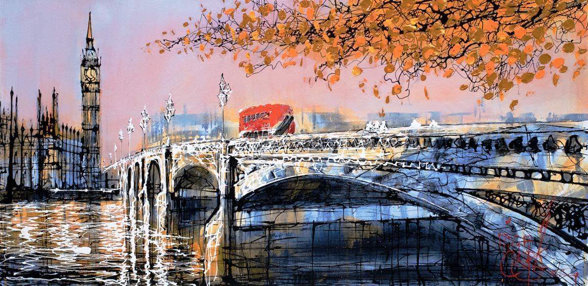 Sunset On Southbank - Original - SOLD by artist Nigel Cooke - Wyecliffe Galleries