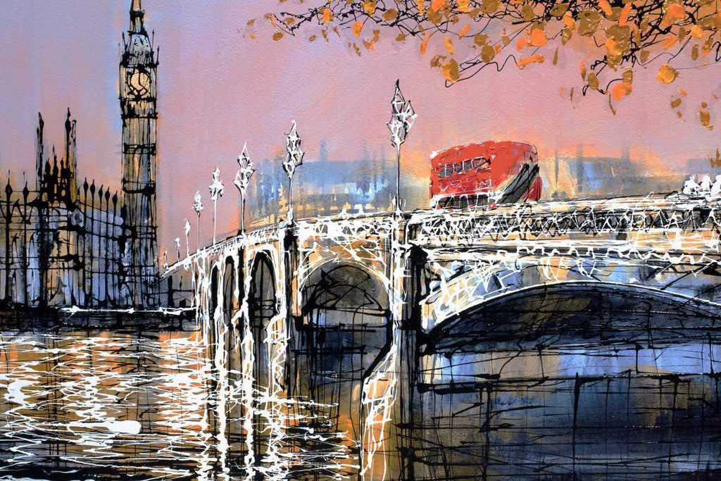 Sunset On Southbank - Original - SOLD by artist Nigel Cooke - Wyecliffe Galleries