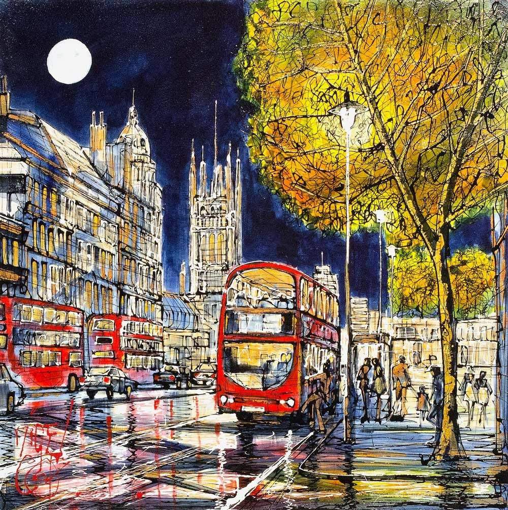 The Night Bus Home - SOLD by artist Nigel Cooke - Wyecliffe Galleries