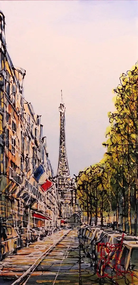 Tree Lined Avenue, Paris - SOLD by artist Nigel Cooke - Wyecliffe Galleries