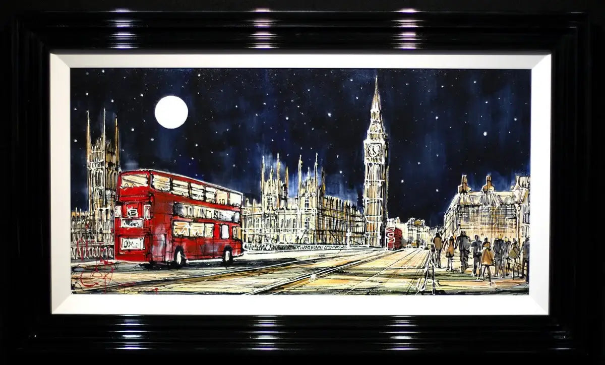 Westminster Bridge at Night - SOLD by artist Nigel Cooke - Wyecliffe Galleries
