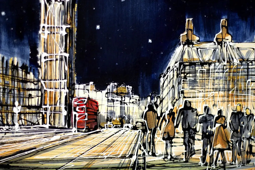 Westminster Bridge at Night - SOLD by artist Nigel Cooke - Wyecliffe Galleries