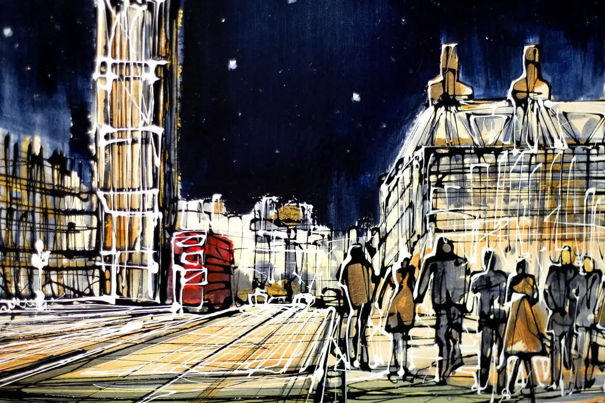 Westminster Bridge at Night - SOLD by artist Nigel Cooke - Wyecliffe Galleries