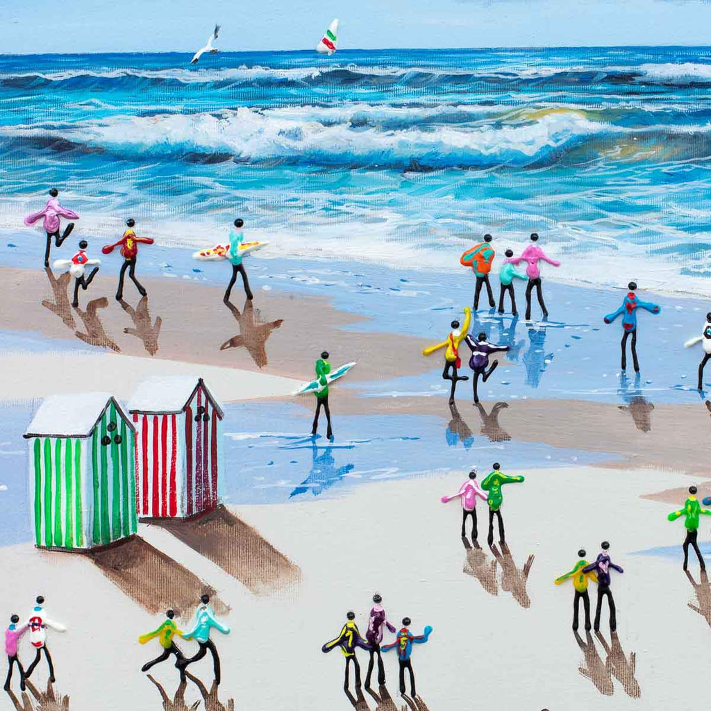 Bike Rides on the Beach - Original - SOLD by artist Paola Cassais - Wyecliffe Galleries