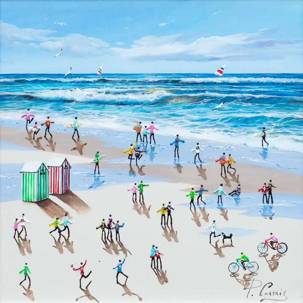 Bike Rides on the Beach - Original - SOLD by artist Paola Cassais - Wyecliffe Galleries