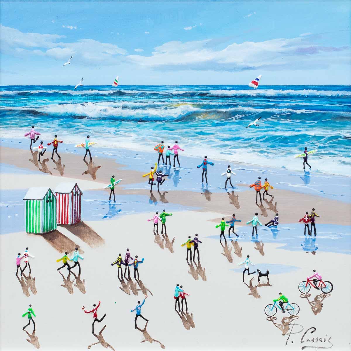 Bike Rides on the Beach - Original Paola Cassais Framed