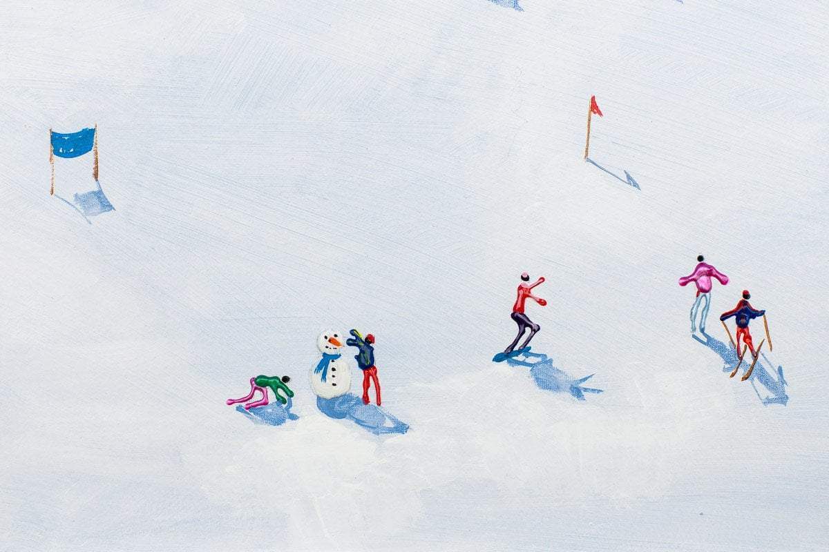 Skiing Fun - Original - SOLD by artist Paola Cassais - Wyecliffe Galleries