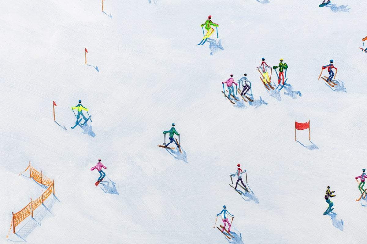 Skiing Fun - Original - SOLD by artist Paola Cassais - Wyecliffe Galleries