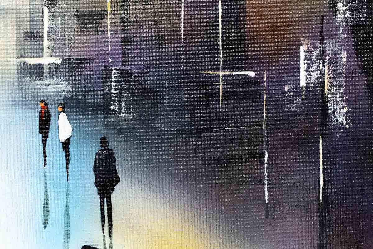 Rain At Big Ben - Original - SOLD by artist Paul Oughton - Wyecliffe Galleries