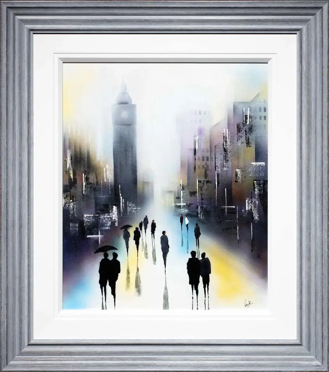 Rain At Big Ben - Original - SOLD by artist Paul Oughton - Wyecliffe Galleries