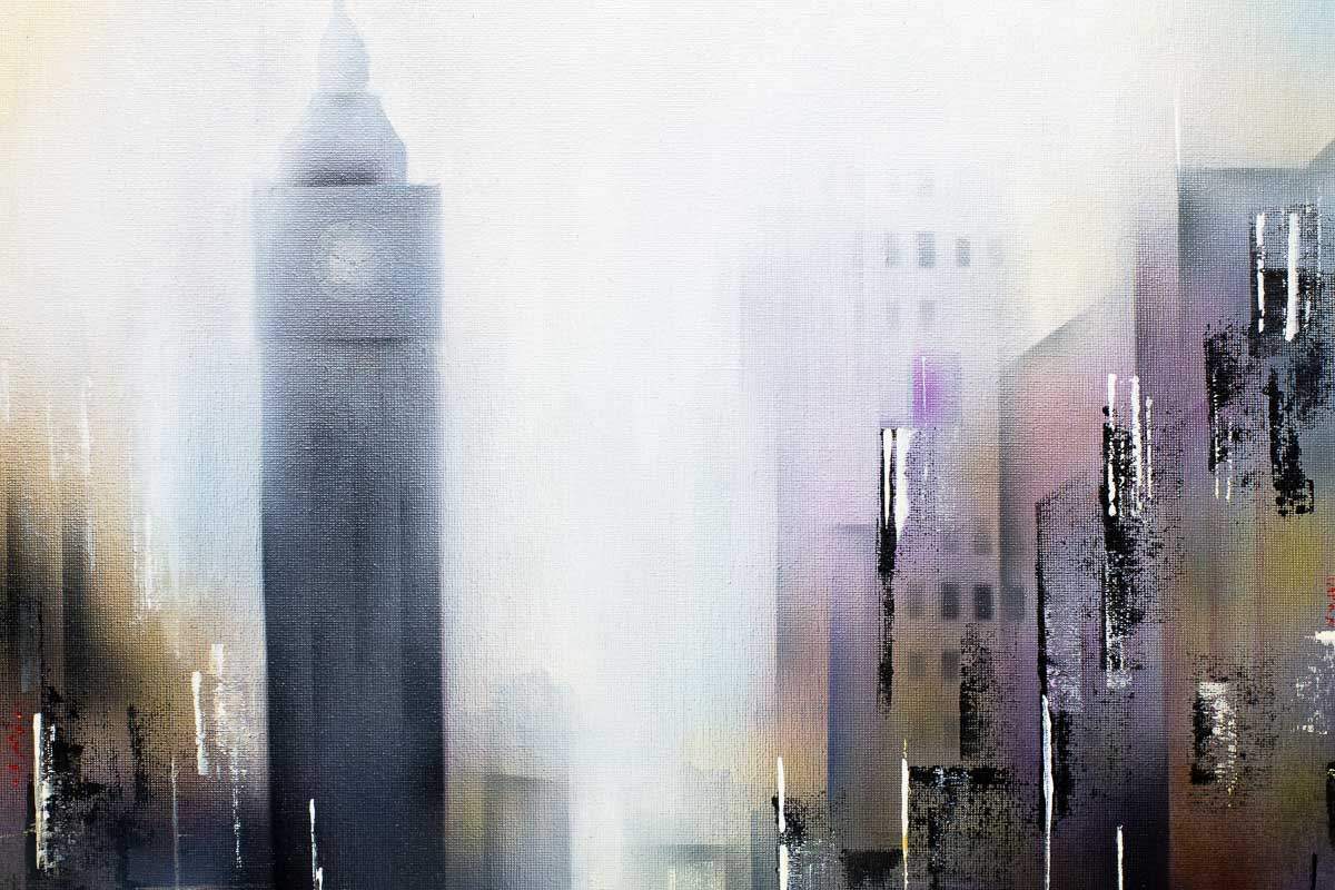 Rain At Big Ben - Original - SOLD by artist Paul Oughton - Wyecliffe Galleries