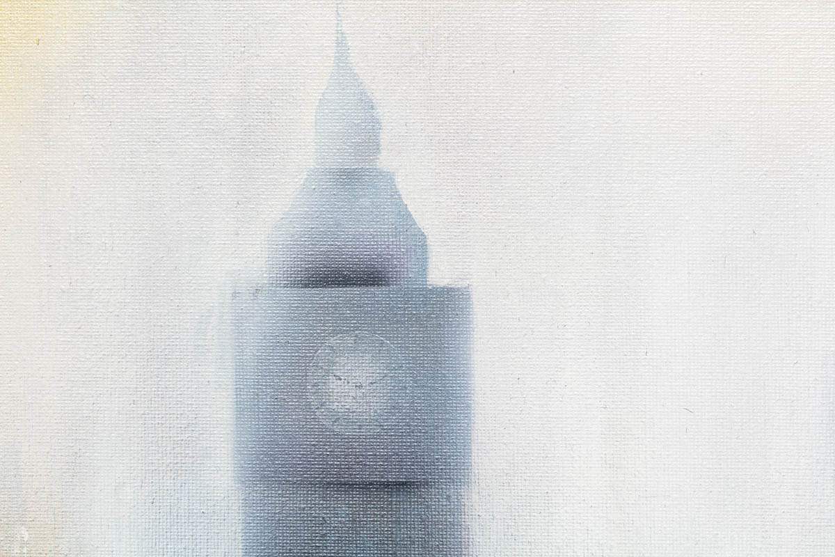 Rain At Big Ben - Original - SOLD by artist Paul Oughton - Wyecliffe Galleries