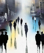 Rain At Big Ben - Original - SOLD by artist Paul Oughton - Wyecliffe Galleries