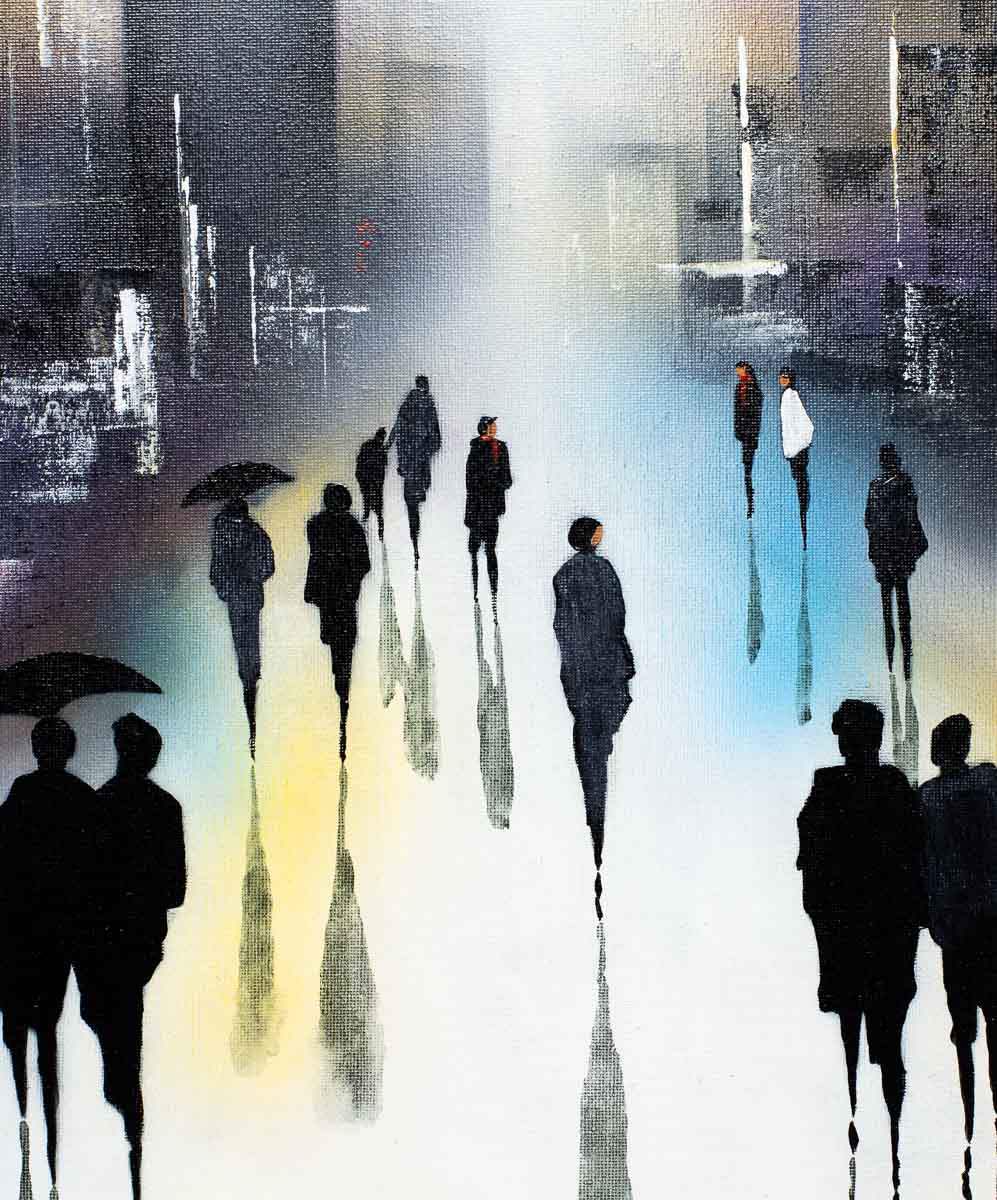 Rain At Big Ben - Original - SOLD by artist Paul Oughton - Wyecliffe Galleries