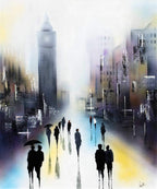 Rain At Big Ben - Original - SOLD by artist Paul Oughton - Wyecliffe Galleries