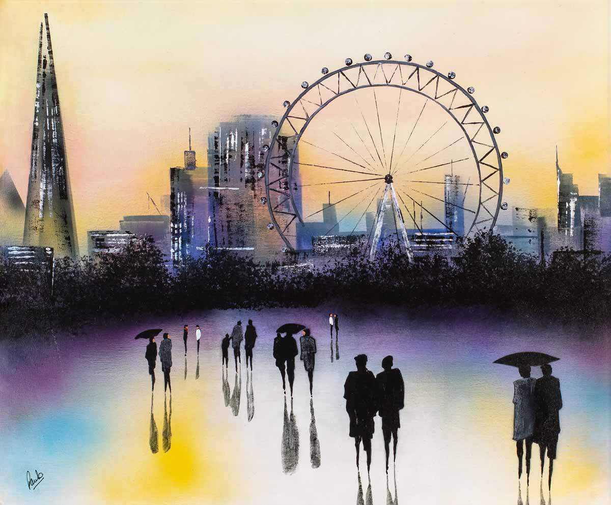 Rain At The Shard - Original - SOLD by artist Paul Oughton - Wyecliffe Galleries