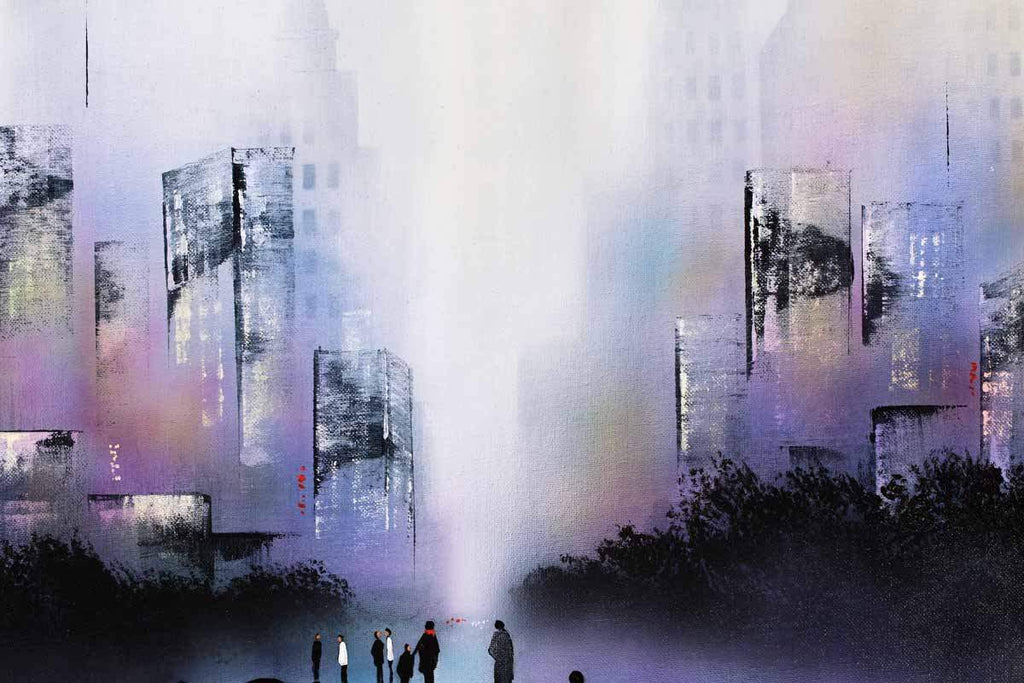 Rain in the West End - Original - SOLD by artist Paul Oughton - Wyecliffe Galleries