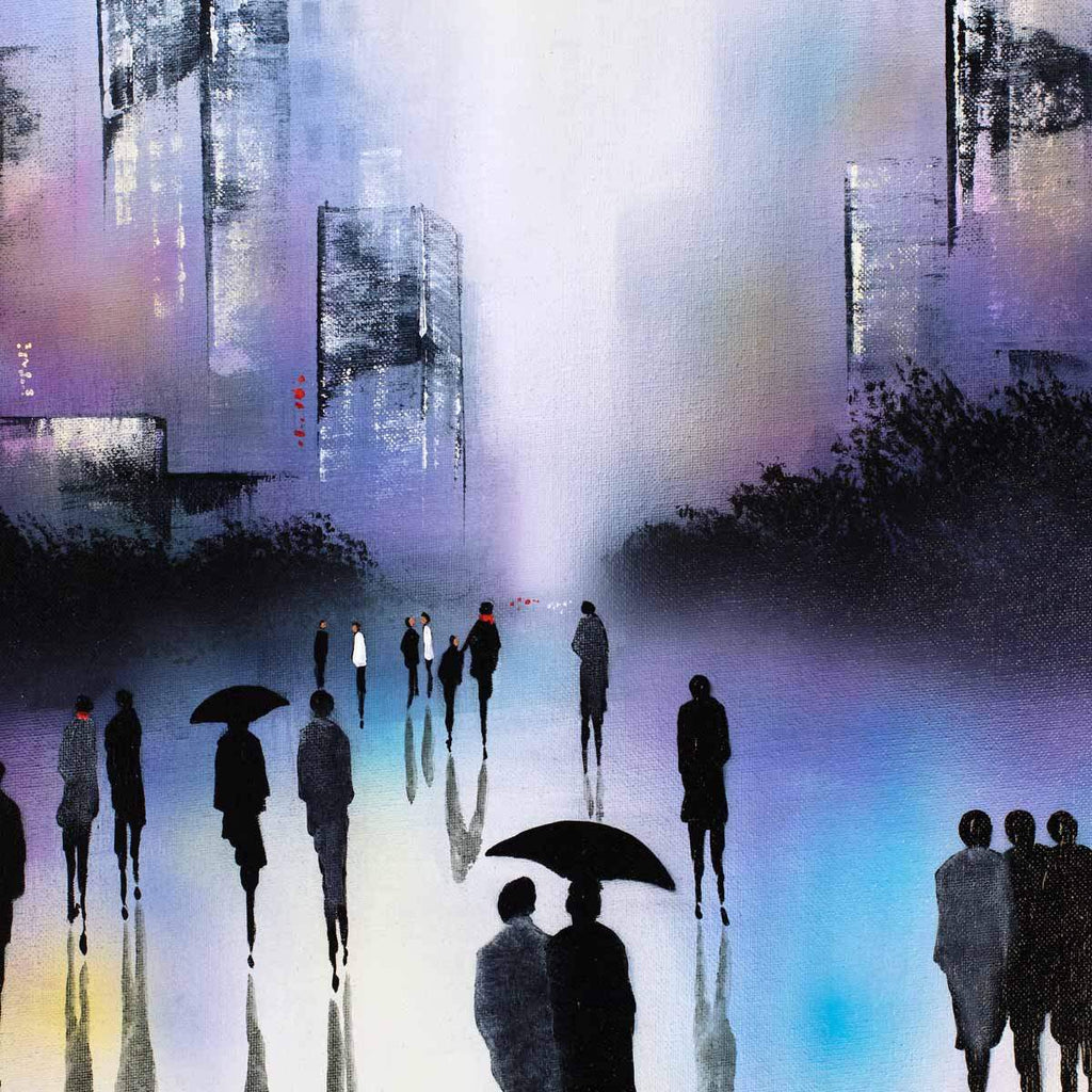 Rain in the West End - Original - SOLD by artist Paul Oughton - Wyecliffe Galleries