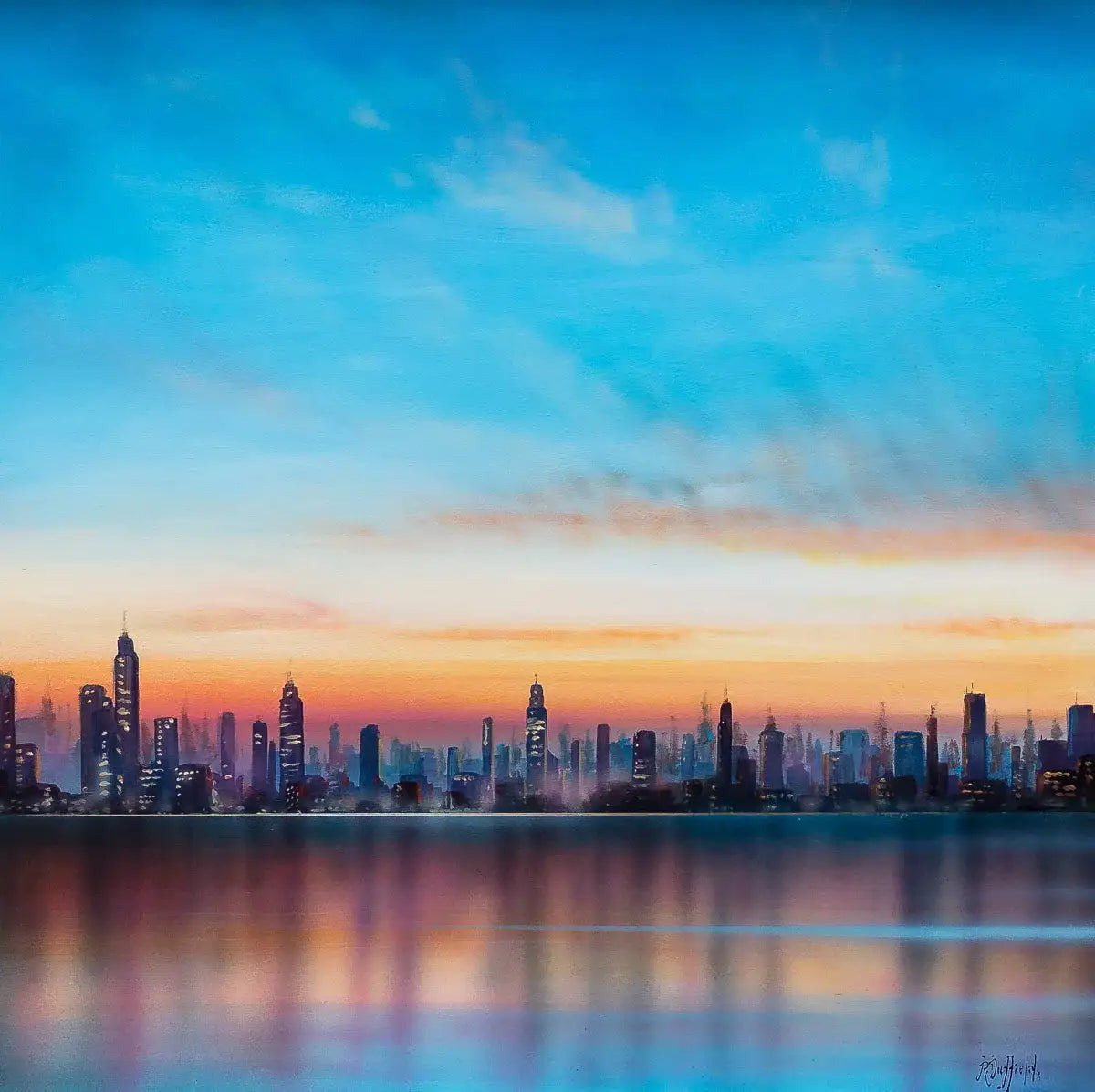 The High-Rise at Dusk - Original by artist Ric Duffield - Wyecliffe Galleries