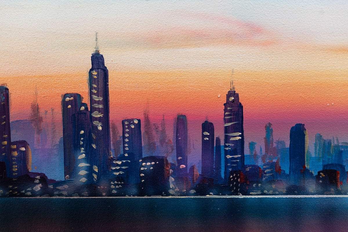 The High-Rise at Dusk - Original by artist Ric Duffield - Wyecliffe Galleries