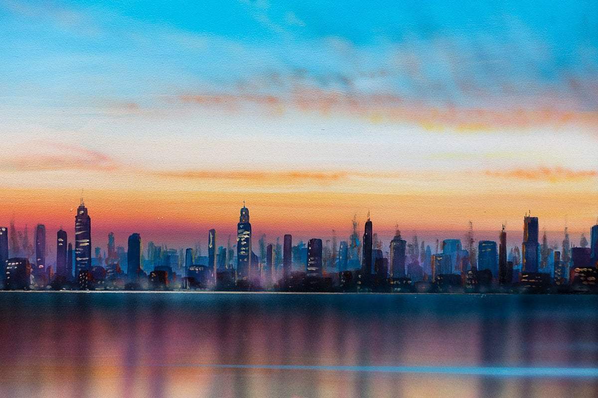 The High-Rise at Dusk - Original by artist Ric Duffield - Wyecliffe Galleries