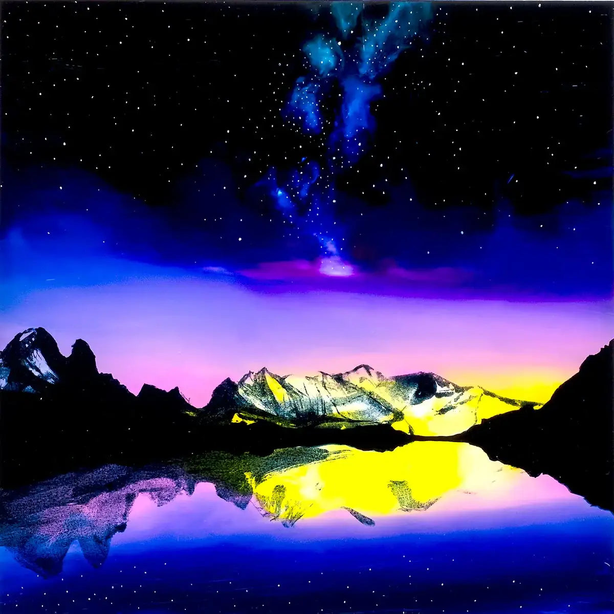 Mont Blanc In The Stars - Original - SOLD by artist Richard King - Wyecliffe Galleries