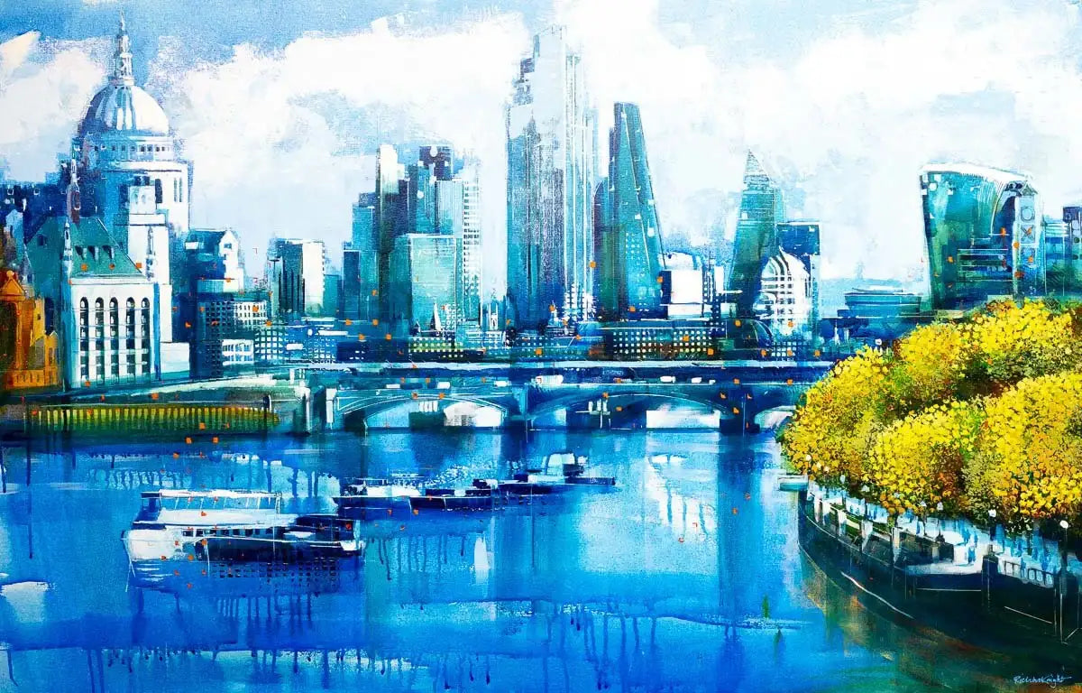 Blue Sky Thames - Original - SOLD by artist Richard Knight - Wyecliffe Galleries