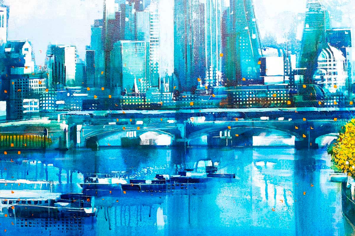 Blue Sky Thames - Original - SOLD by artist Richard Knight - Wyecliffe Galleries