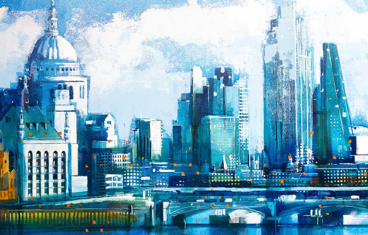 Blue Sky Thames - Original Richard Knight Framed