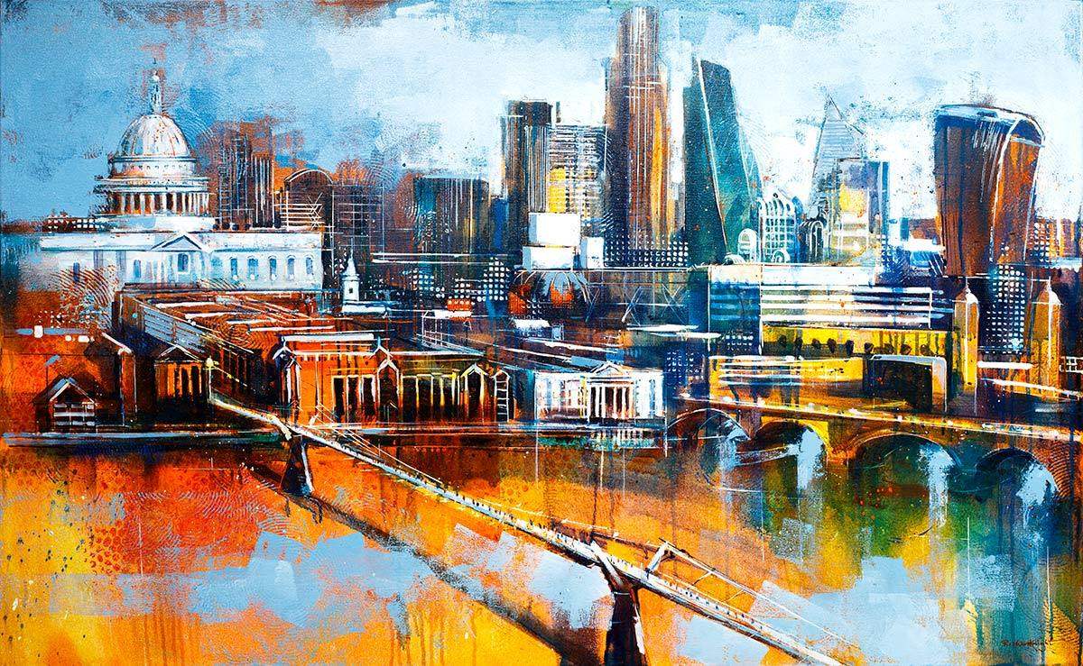 Bridge to the City - Original - SOLD by artist Richard Knight - Wyecliffe Galleries