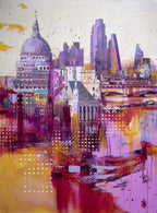 City In Pink - Original - SOLD by artist Richard Knight - Wyecliffe Galleries